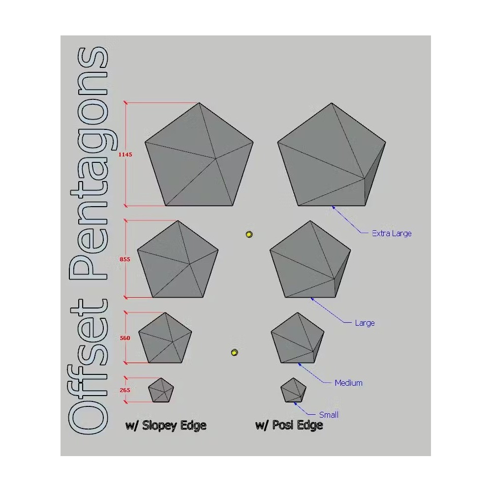 Offset Pentagons with Positive Edge XL